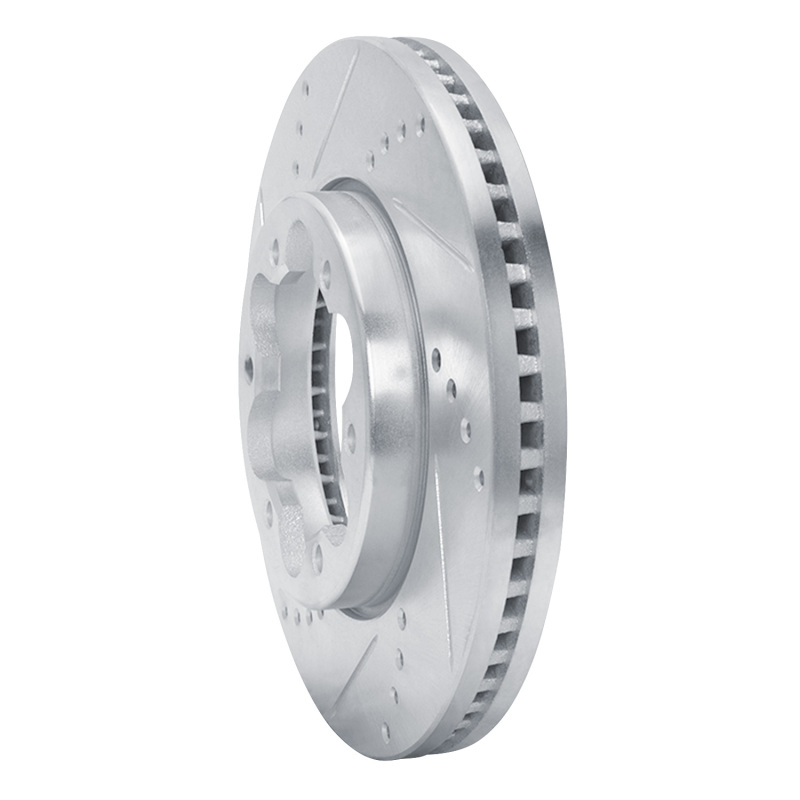 Toyota HiAce Brake Rotor (1) - Front Left - R1 Concepts - Drilled & Slotted - Silver - `06-`19